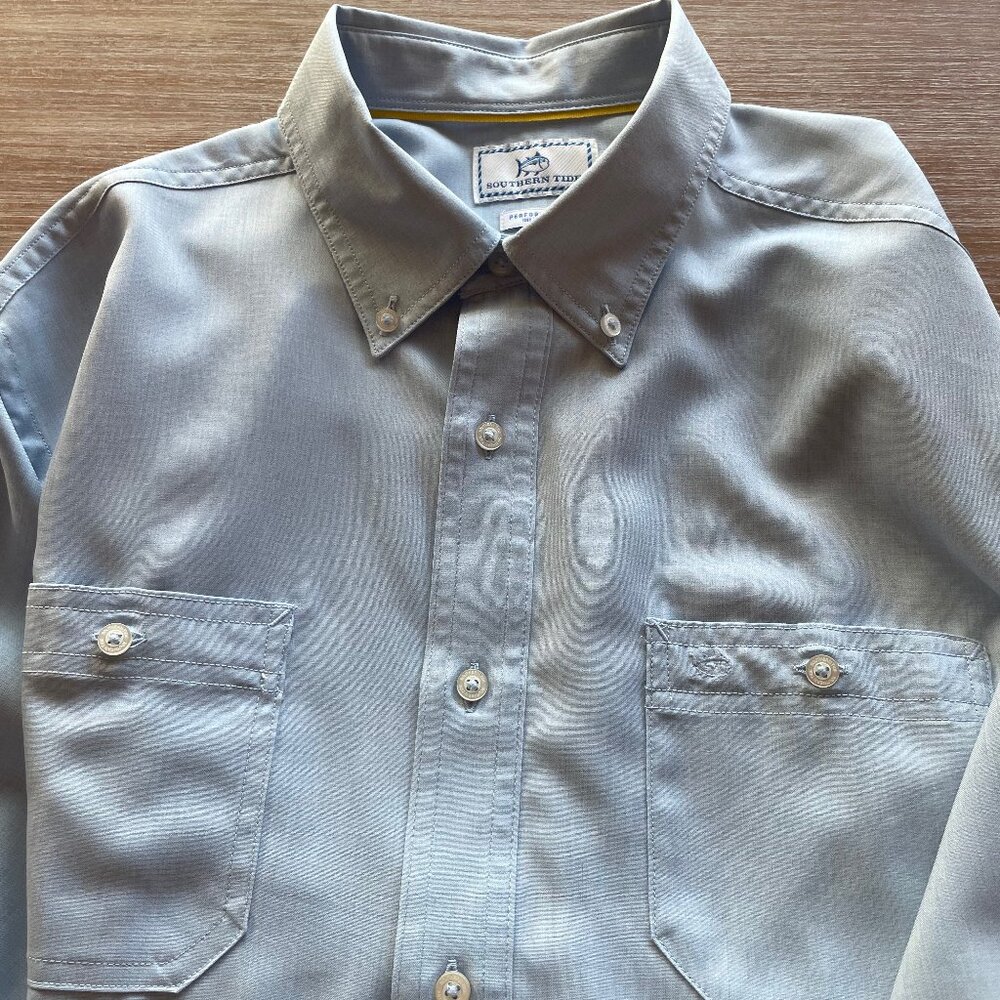 Southern Tide Blue Performance Long Sleeve‎ Button Down Size Large